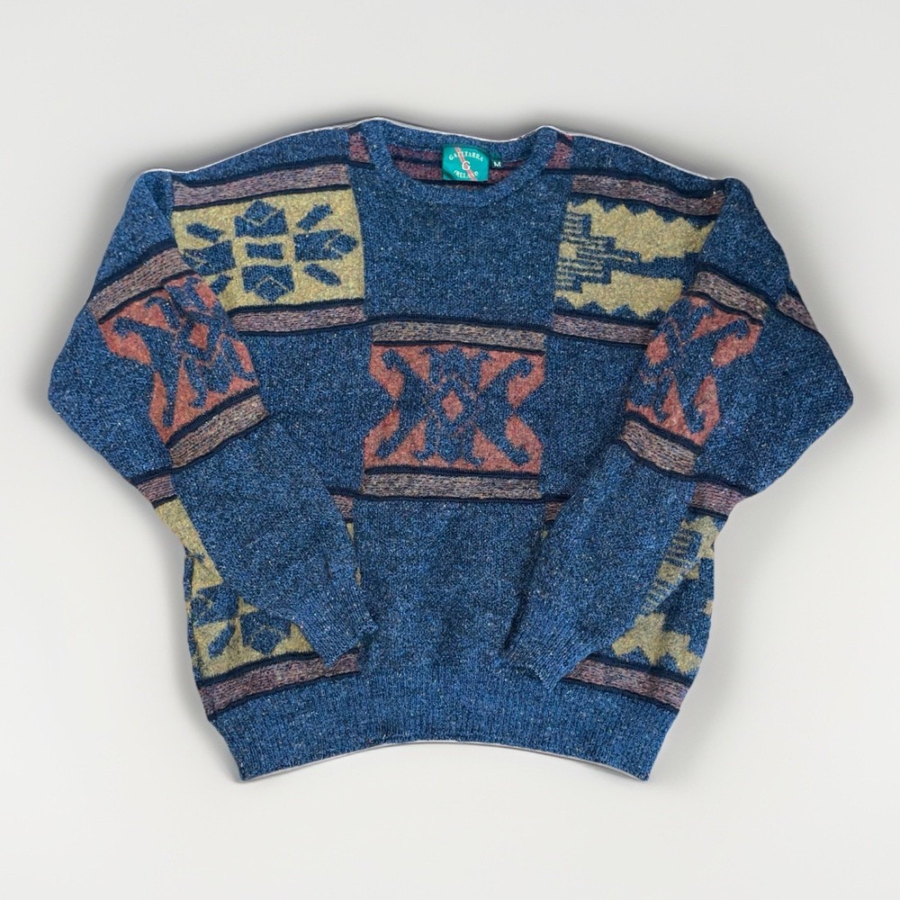 Vintage Gaeltarra Ireland Wool Crew Neck Pullover Blue Sweater Men's Size: M‎